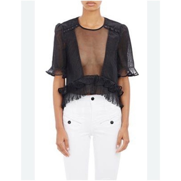 Isabel Marant organza pleated cathode ruffle blouse black size 40 US 8 - Picture 1 of 9